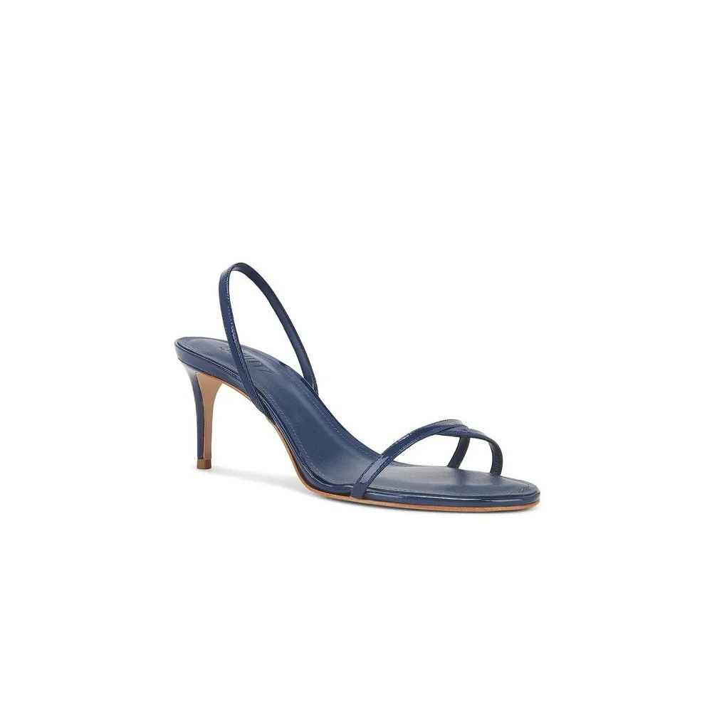 New Schutz Diana Mid Sandal in Infinite Blue leather slingback heel open toe - Picture 3 of 9